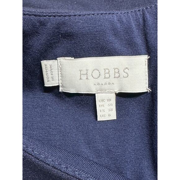 Hobbs Dress Women US 6 Lizzie Navy White Fit & Flare Nautical Stripe Office Work - Picture 6 of 12